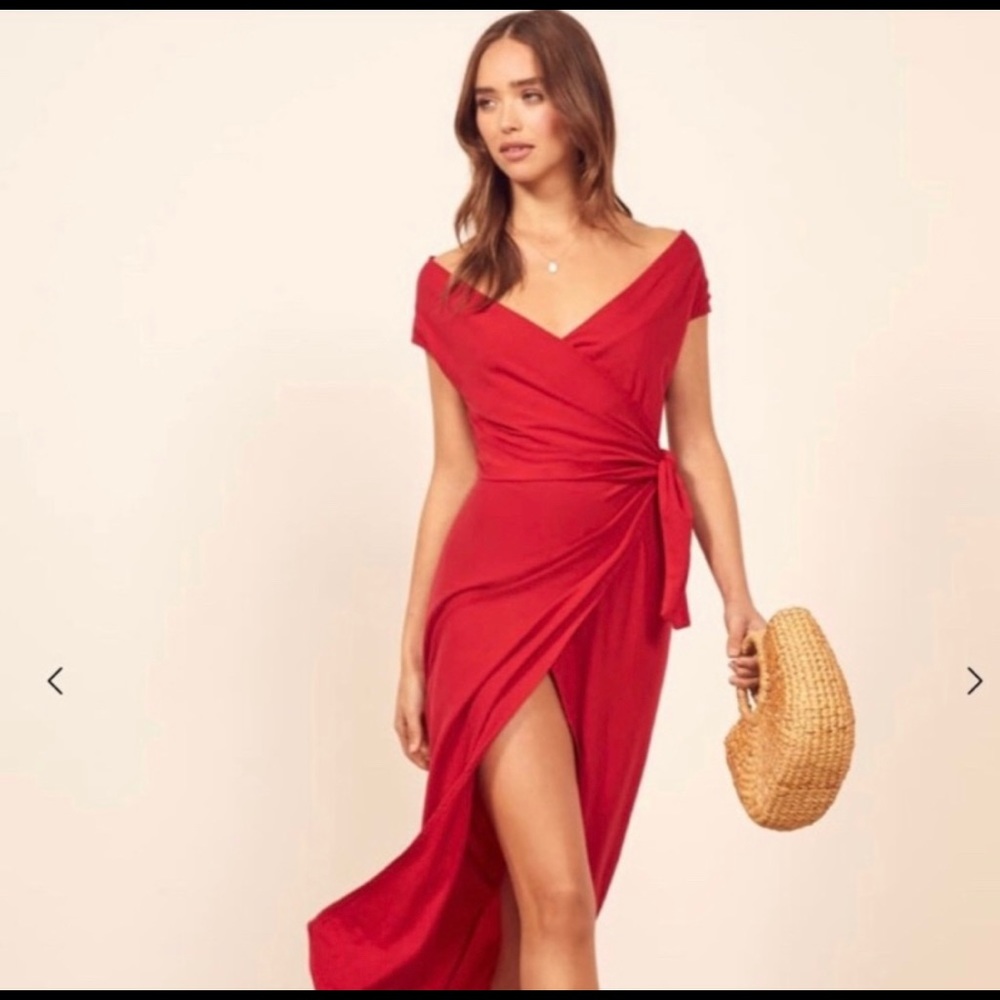 Reformation Sage Dress in a Cherry Red